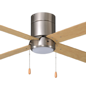 ROYAL PACIFIC 1024BN-BN-PC LED METALIS 52" SWEEP HUGGER 4-BLADE PULL CHAIN CEILING FAN BRUSHED NICKEL