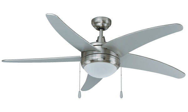 ROYAL PACIFIC 1025BN-BN-E26-L LED MIRAGE I 50" 5-CURVED BLADE CEILING FAN BRUSHED NICKEL