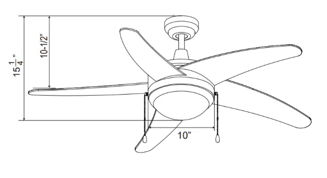 ROYAL PACIFIC 1025LED-BK-BK LED MIRAGE I 50" 5-CURVED BLADE CEILING FAN BLACK
