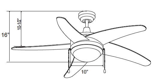ROYAL PACIFIC 1025OB-OB-E26-L LED MIRAGE I 50" 5-CURVED BLADE CEILING FAN OIL-RUBBED BRONZE