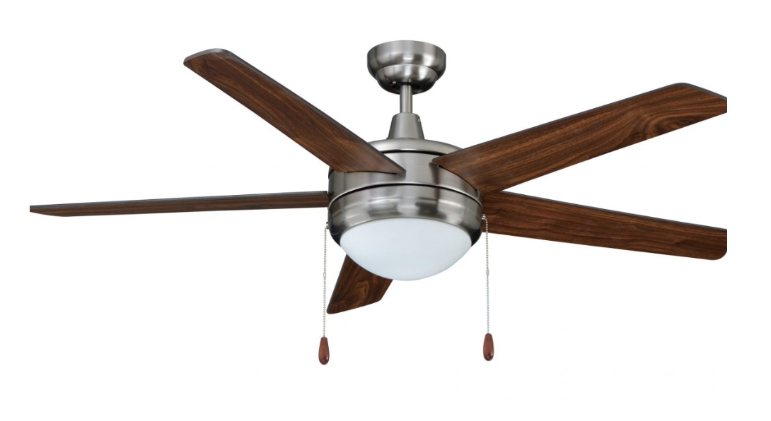 ROYAL PACIFIC 1042BN-WT-E26-L LED MIRAGE II 44" 5-BLADE CEILING FAN BRUSHED NICKEL / WALNUT - E26 LED LIGHT KIT INCLUDED