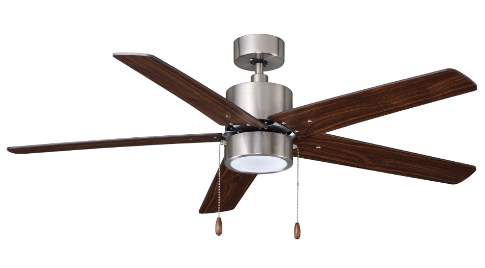 ROYAL PACIFIC 1065LED-BN-WT LED ALDEA V 52" 5-BLADE CEILING FAN BRUSHED NICKEL / WALNUT - LED LIGHT KIT INCLUDED
