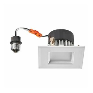 Topaz 79715 10W 4in LED Square Downlight Retrofit with White Baffle Trim Dimmable 120V 3000K