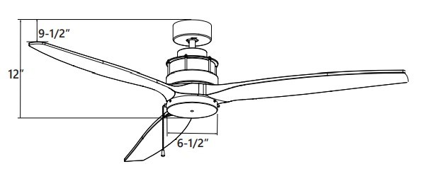 ROYAL PACIFIC 1073BN-NM-PC TORQUE 52" 3-BLADE CEILING FAN BRUSHED NICKEL / NATURAL MAPLE - PULL CHAIN INCLUDED