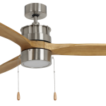 ROYAL PACIFIC 1073LED-BN-NM-PC TORQUE 52" 3-BLADE CEILING FAN W/ PULL CHAIN BRUSHED NICKEL / NATURAL MAPLE - LED LIGHT KIT
