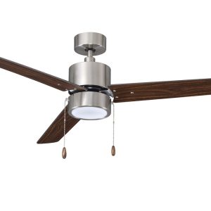 ROYAL PACIFIC 1074LED-BN-WT ALDEA II 52" 3-BLADE CEILING FAN W/ PULL CHAIN BRUSHED NICKEL / WALNUT - LED LIGHT KIT