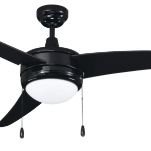 ROYAL PACIFIC 1078BK-BK-E26-L CONTEMPO I 50" 3 CURVED BLADE CEILING FAN BLACK - E26 LED LIGHT KIT