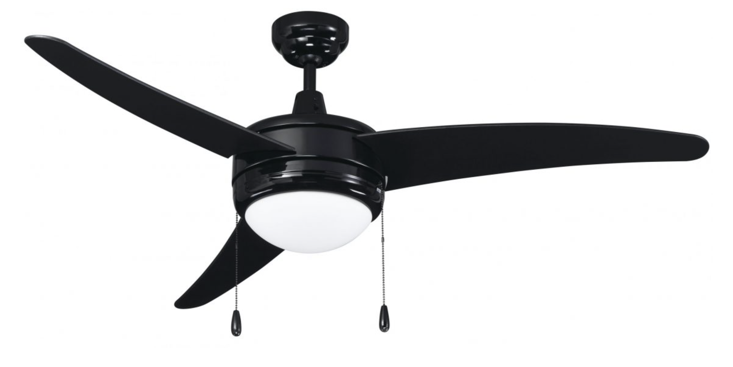 ROYAL PACIFIC 1078BK-BK-E26-L CONTEMPO I 50" 3 CURVED BLADE CEILING FAN BLACK - E26 LED LIGHT KIT