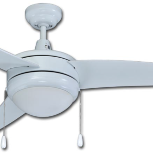 ROYAL PACIFIC 1078WW-WW-E26-L CONTEMPO I 50" 3 CURVED BLADE CEILING FAN WHITE - E26 LED LIGHT KIT