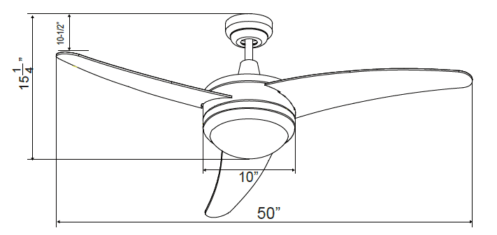 ROYAL PACIFIC 1078LED-BN-BN CONTEMPO I 50" 3 CURVED BLADE CEILING FAN BRUSHED NICKEL - INTEGRAL LED LIGHT KIT