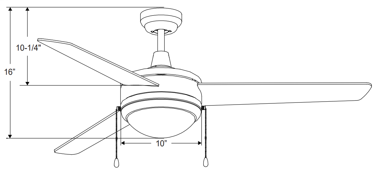 ROYAL PACIFIC 1079MBK-MBK-E26-L CONTEMPO 50" 3-BLADE CEILING FAN MATTE BLACK - E26 LED LIGHT KIT