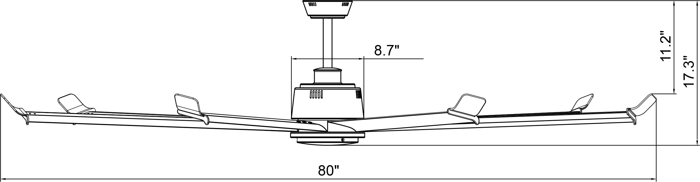 ROYAL PACIFIC 1080W-BP-BP-WC ARCTIC 80" 7-BLADE CEILING FAN BRUSHED PEWTER