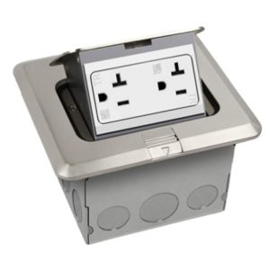 Enerlites 961241-S 20A Nickel-Plated Square Pop-up Tamper-Weather Resistant Floor Box Receptacle