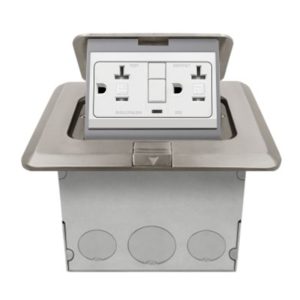 Enerlites 961243-S-GFCI 20A Nickel-Plated Square Pop-up Tamper Resistant Floor Box GFCI Receptacle