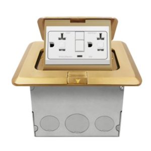 Enerlites 961248-C-GFCI 20A Brass Square Pop-up Tamper Resistant Floor Box GFCI Receptacle