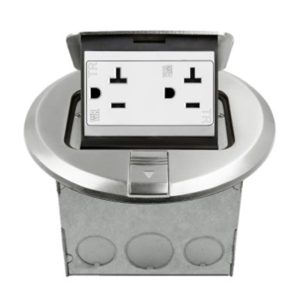 Enerlites 961501-S 20A Nickel-Plated Round Pop-up Tamper-Weather Resistant Floor Box Receptacle