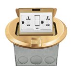 Enerlites 961501-C-GFCI 20A Brass Round Pop-up Tamper Resistant Floor Box GFCI Receptacle