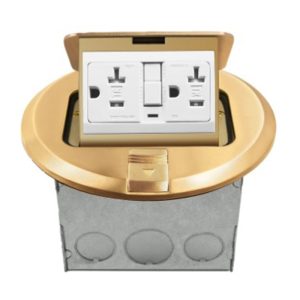 Enerlites 961501-C-GFCI 20A Brass Round Pop-up Tamper Resistant Floor Box GFCI Receptacle