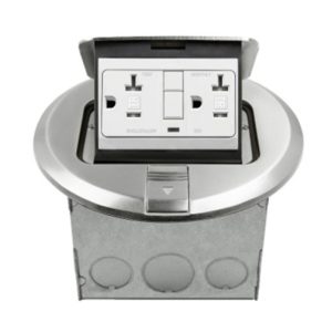 Enerlites 961501-S-GFCI 20A Nickel-Plated Round Pop-up Tamper Resistant Floor Box GFCI Receptacle