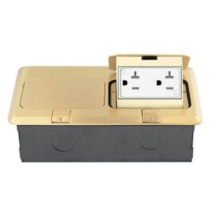 Enerlites 962301-C Brass Pop-up Dual 20A Tamper-Weather-Resistant Floor Box Receptacles