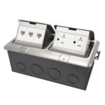 Enerlites 962301-S-D Nickel-Plated Pop-up 20A Tamper-Weather-Resistant Floor Box Receptacle & Triple RJ45 Jacks Module
