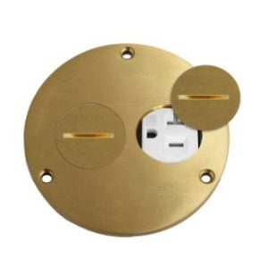 Enerlites 975501-C 20A Brass Tamper-Weather-Resistant 4" Diameter Flush Round Cover Plate Duplex Receptacle