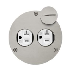 Enerlites 975501-SS 20A Stainless Steel Tamper-Weather-Resistant 4" Diameter Flush Round Cover Plate Duplex Receptacle