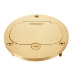Enerlites 975502-C 20A Brass 4" Diameter Flush Round Duplex Receptacle Flip-Lid Cover Plate