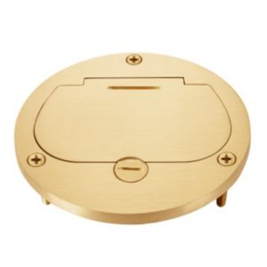 Enerlites 975502-C 20A Brass 4" Diameter Flush Round Duplex Receptacle Flip-Lid Cover Plate