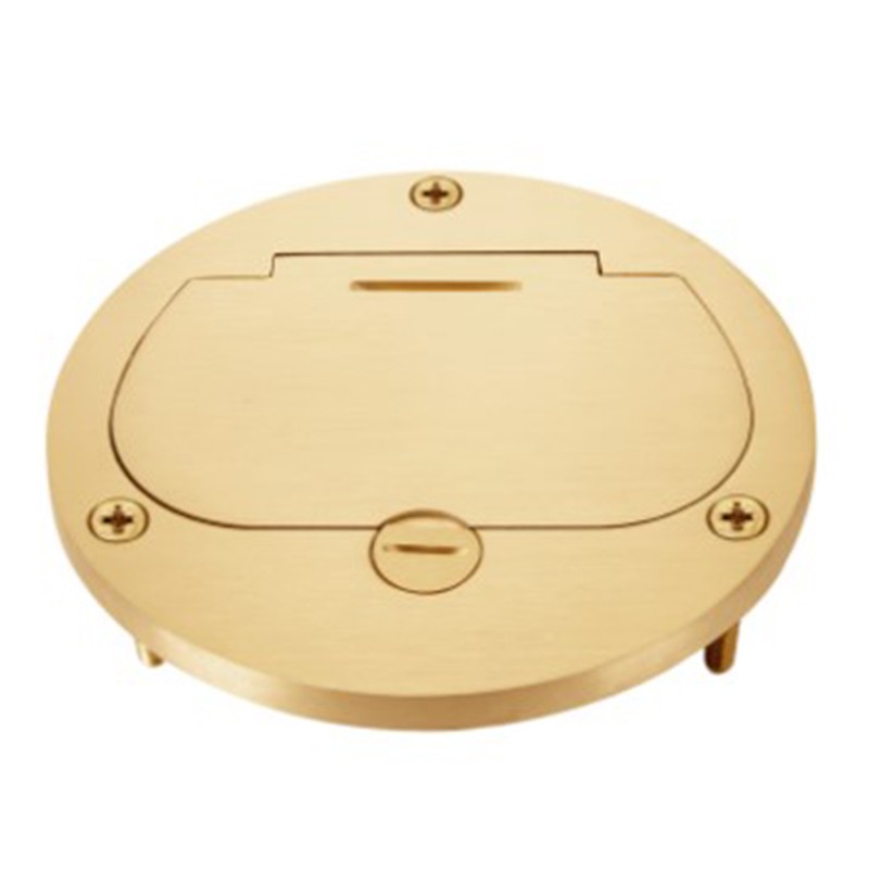 Enerlites 975502-C 20A Brass 4" Diameter Flush Round Duplex Receptacle Flip-Lid Cover Plate