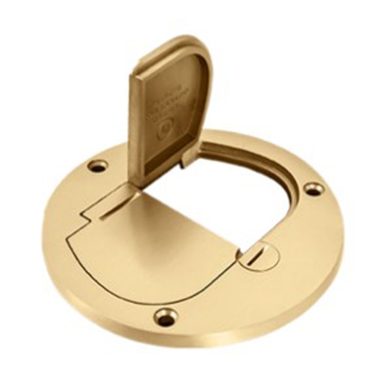 Enerlites 975503-C 20A Brass 4" Diameter Flush Round Duplex Receptacle Dual Flip-Lid Cover Plate