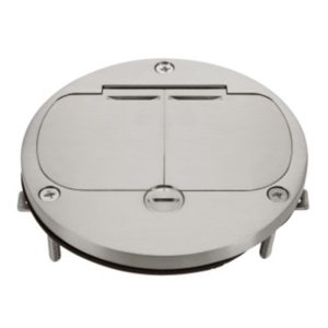 Enerlites 975503-S 20A Nickel-Plated 4" Diameter Flush Round Duplex Receptacle Dual Flip-Lid Cover Plate