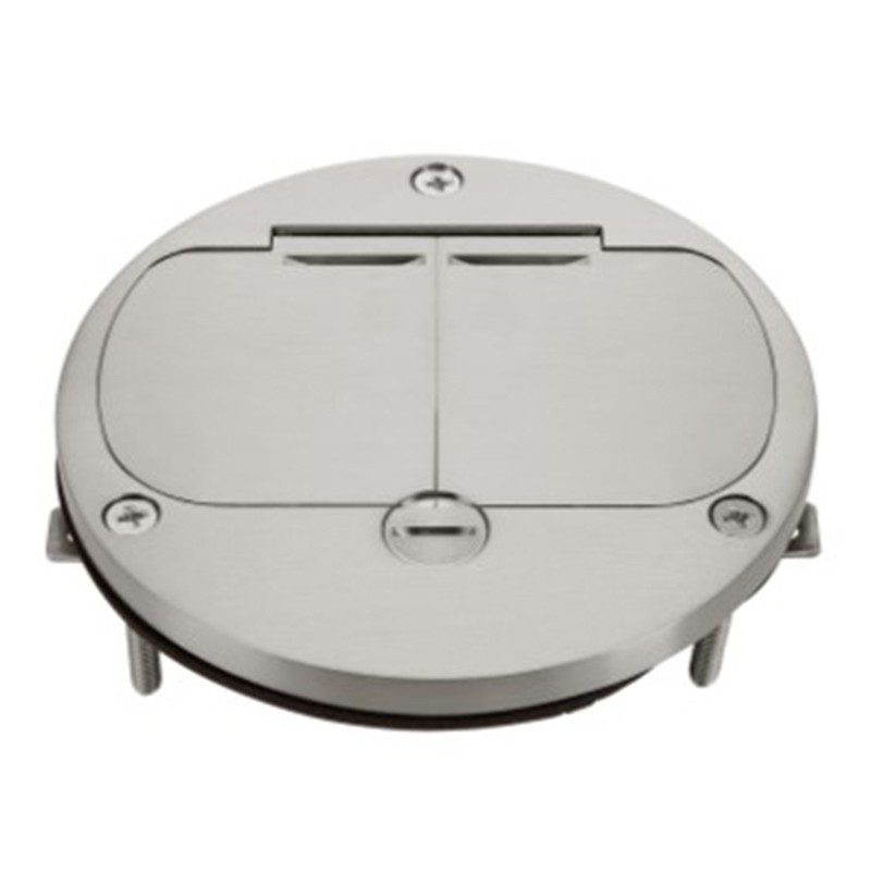 Enerlites 975503-S 20A Nickel-Plated 4" Diameter Flush Round Duplex Receptacle Dual Flip-Lid Cover Plate