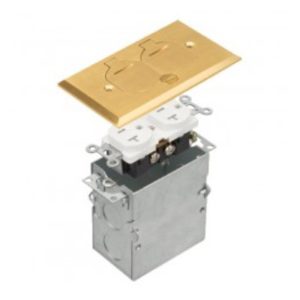 Enerlites 975507-C 20A One-Gang Brass Flip-Lid Tamper-Weather-Resistant Duplex Receptacle Floor Box