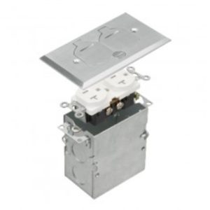 Enerlites 975507-S 20A One-Gang Nickel-Plated Flip-Lid Tamper-Weather-Resistant Duplex Receptacle Floor Box