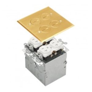 Enerlites 975510-C Two-Gang Brass 20A Floor Box Tamper-Weather-Resistant Duplex Receptacles