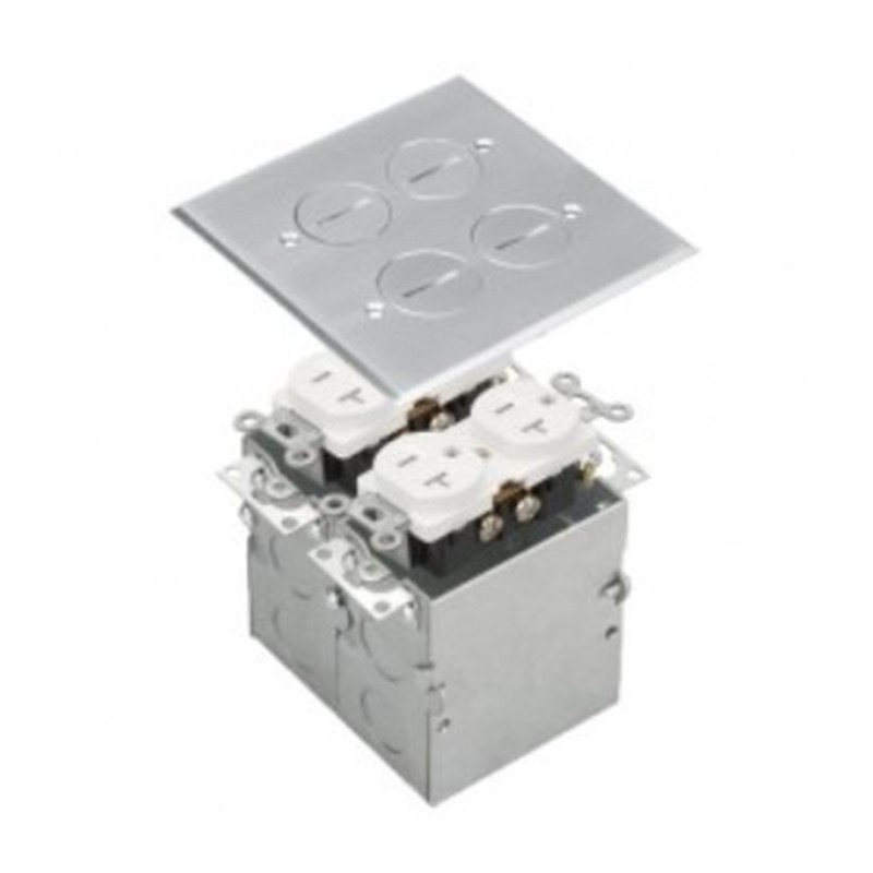 Enerlites 975510-SS Two-Gang Stainless Steel 20A Floor Box Tamper-Weather-Resistant Duplex Receptacles