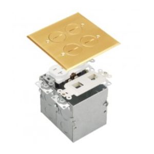 Enerlites 975510-C-D Two-Gang Brass 20A Floor Box Tamper-Weather-Resistant Duplex Receptacle and Datacom Module