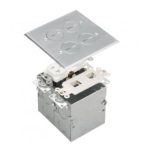 Enerlites 975510-SS-D Two-Gang Nickel-Plated 20A Floor Box Tamper-Weather-Resistant Duplex Receptacle and Datacom Module