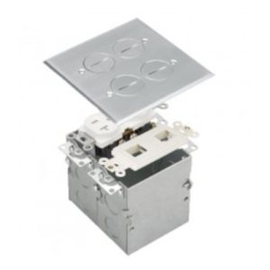 Enerlites 975510-SS-D Two-Gang Nickel-Plated 20A Floor Box Tamper-Weather-Resistant Duplex Receptacle and Datacom Module