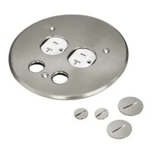 Enerlites 975519-S 20A TRWR Nickel-Plated 5.5 Inch Dia. Flush Round Cover Plate w/ Duplex Receptacle