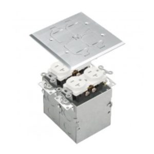 Enerlites 975549-S 2-Gang 20A Nickel-Plated Flip-Lid Floor Box Dual Tamper-Weather Resistant Duplex Receptacle