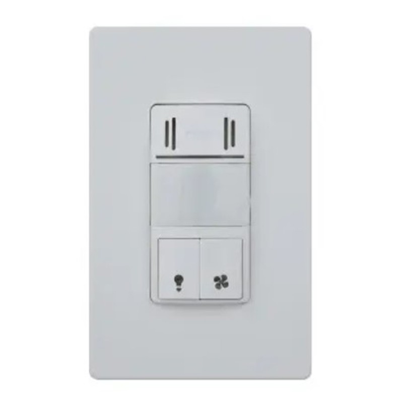 Enerlites DWHOS-W White Dual Single Pole Decorator PIR Occupancy Sensor Wall Switch