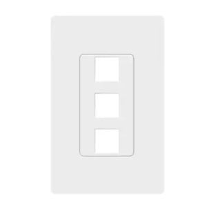 Enerlites ENSI8873-W 1-Gang 3-Port Decorator Keystone Wall Plate, Screwless, Polycarbonate