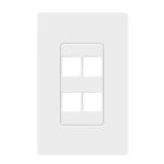 Enerlites ENSI8874-W 1-Gang 4-Port Decorator Keystone Wall Plate, Screwless, Polycarbonate