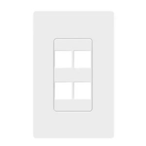 Enerlites ENSI8874-W 1-Gang 4-Port Decorator Keystone Wall Plate, Screwless, Polycarbonate
