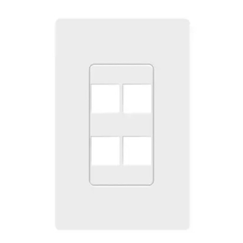 Enerlites ENSI8874-W 1-Gang 4-Port Decorator Keystone Wall Plate, Screwless, Polycarbonate