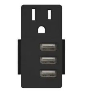 Enerlites USB20L3-BK Black 5.8A USB Outlet Module Replacement w/ 20A Receptacle