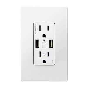 Enerlites WF2UM-W Smart Wi-Fi 2.4 Amp USB Outlet And 15 Amp 120-Volt Duplex Receptacle