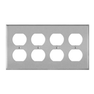 Enerlites 7724 Duplex Receptacle 4-Gang Metal Wall Plate